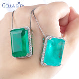 925 Silver Pendant Necklace with Emerald Paraiba Gemstones