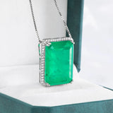 925 Silver Pendant Necklace with Emerald Paraiba Gemstones