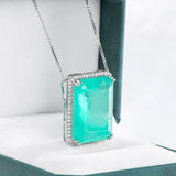 925 Silver Pendant Necklace with Emerald Paraiba Gemstones