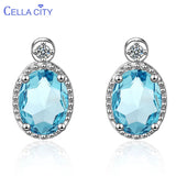 Cellacity Silver 925 Earrings With Aquamarine Gemstones
