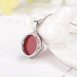 Cellacity Silver 925 Necklace Green Red Agate Pendant Charms Female Gift