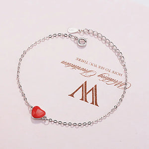 Cellacity Red Heart Bracelet 925 Silver Dating Gift for Women