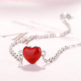 Cellacity Red Heart Bracelet 925 Silver Dating Gift for Women