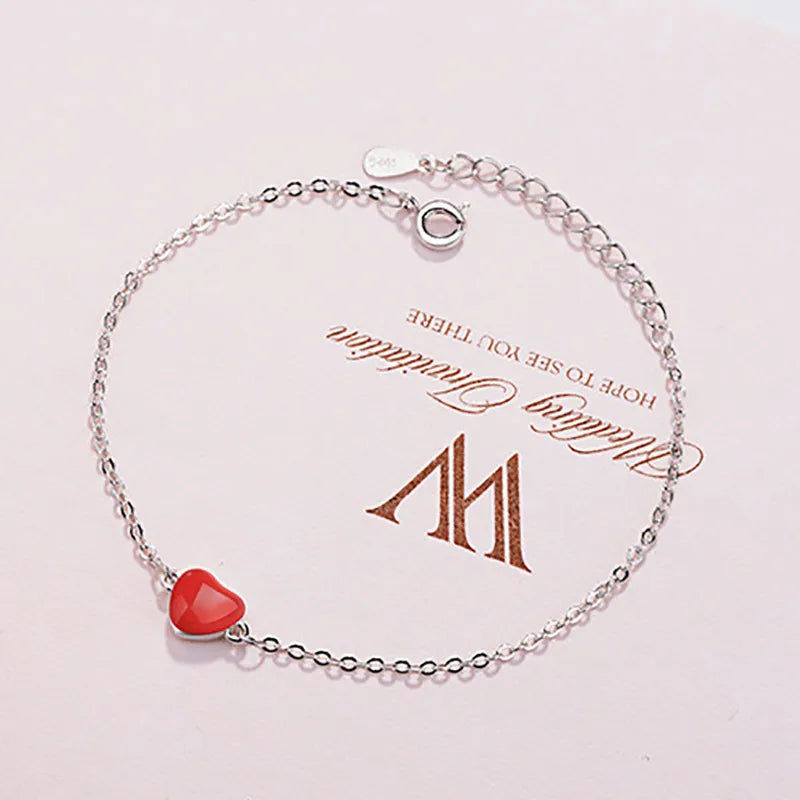 Cellacity Red Heart Bracelet 925 Silver Dating Gift for Women
