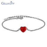 Cellacity Red Heart Bracelet 925 Silver Dating Gift for Women