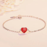 Cellacity Red Heart Bracelet 925 Silver Dating Gift for Women