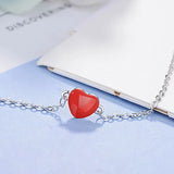 Cellacity Red Heart Bracelet 925 Silver Dating Gift for Women