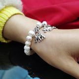 Ethnic Silver 925 Pearl Bracelet Elephant Thai Natural