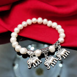 Ethnic Silver 925 Pearl Bracelet Elephant Thai Natural
