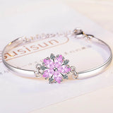 Cellacity Flower Bracelet Silver 925 Pink Crystal AAAAA Zircon Fresh Style Party