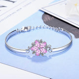 Cellacity Flower Bracelet Silver 925 Pink Crystal AAAAA Zircon Fresh Style Party