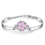 Cellacity Flower Bracelet Silver 925 Pink Crystal AAAAA Zircon Fresh Style Party