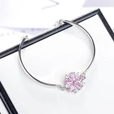 Cellacity Flower Bracelet Silver 925 Pink Crystal AAAAA Zircon Fresh Style Party