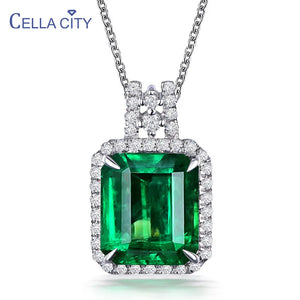 Cellacity Emerald Pendant Necklace Silver 925 Jewelry for Women
