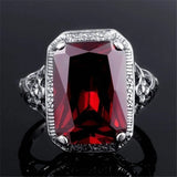 Cellacity Geometry Ruby Ring Silver 925 Rectangle Gemstones Women Anniversary Pa