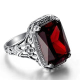Cellacity Geometry Ruby Ring Silver 925 Rectangle Gemstones Women Anniversary Pa
