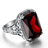 Cellacity Geometry Ruby Ring Silver 925 Rectangle Gemstones Women Anniversary Pa