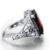 Cellacity Geometry Ruby Ring Silver 925 Rectangle Gemstones Women Anniversary Pa