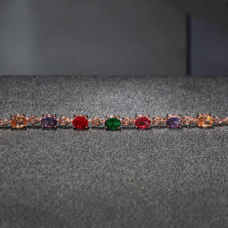Cellacity Silver 925 Bracelet 7 Colors Gemstones Women Rose Accessory