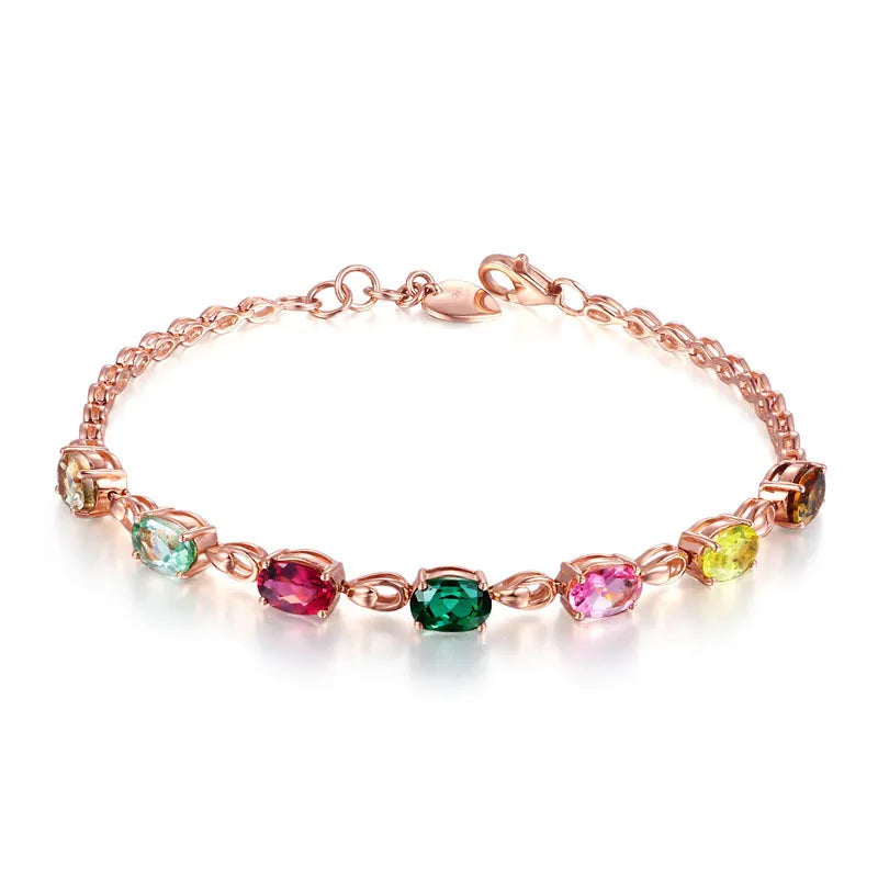 Cellacity Silver 925 Bracelet 7 Colors Gemstones Women Rose Accessory