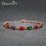 Cellacity Silver 925 Bracelet 7 Colors Gemstones Women Rose Accessory