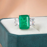 Emerald Gemstone Ring Women 925 Sterling Silver Party Gift