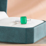 Emerald Gemstone Ring Women 925 Sterling Silver Party Gift