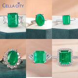 Emerald Gemstone Ring Women 925 Sterling Silver Party Gift