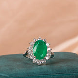 Emerald Gemstone Ring Women 925 Sterling Silver Party Gift