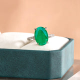 Emerald Gemstone Ring Women 925 Sterling Silver Party Gift
