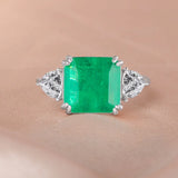 Emerald Gemstone Ring Women 925 Sterling Silver Party Gift