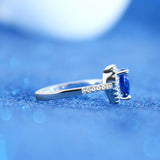 Heart Sapphire Ring Silver 925 Engagement Size5-11