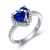 Heart Sapphire Ring Silver 925 Engagement Size5-11