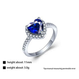 Heart Sapphire Ring Silver 925 Engagement Size5-11
