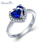 Heart Sapphire Ring Silver 925 Engagement Size5-11