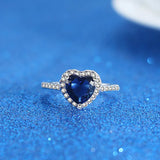 Heart Sapphire Ring Silver 925 Engagement Size5-11