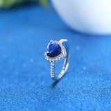 Heart Sapphire Ring Silver 925 Engagement Size5-11