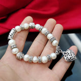 Cellacity Hollow heart Bracelet Silver 925 Jewelry Natural Freshwater Pearl