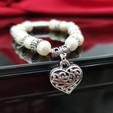 Cellacity Hollow heart Bracelet Silver 925 Jewelry Natural Freshwater Pearl