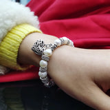 Cellacity Hollow heart Bracelet Silver 925 Jewelry Natural Freshwater Pearl
