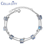 Cellacity Double Layer Women Bracelet 925 Silver Crystal Gemstones