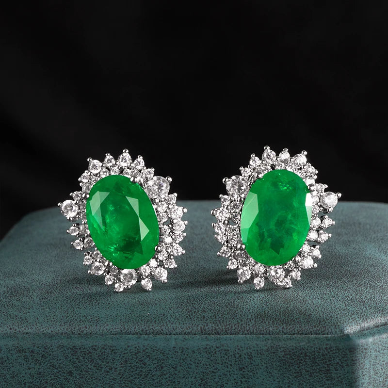 Cellacity Paraiba Emerald Stuby Earring Oval 925 Sterling Silver Engagement Gift