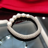 Cellacity Punk Silver 925 Bracelet Women Freshwater Pearl Fine Jewelry