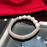 Cellacity Punk Silver 925 Bracelet Women Freshwater Pearl Fine Jewelry