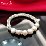 Cellacity Punk Silver 925 Bracelet Women Freshwater Pearl Fine Jewelry