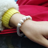 Cellacity Punk Silver 925 Bracelet Women Freshwater Pearl Fine Jewelry