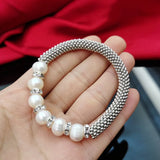 Cellacity Punk Silver 925 Bracelet Women Freshwater Pearl Fine Jewelry