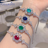 Cellacity 925 Silver Bracelet, Gemstones Flower Shape, Wedding Party Jewelry