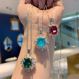 925 Silver Necklace with Paraiba Gemstone Pendant