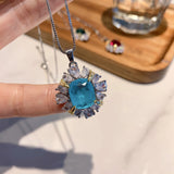 925 Silver Necklace with Paraiba Gemstone Pendant